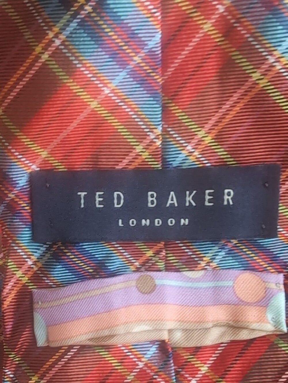 Ted Baker Red Multi-Color Plaid Silk Tie